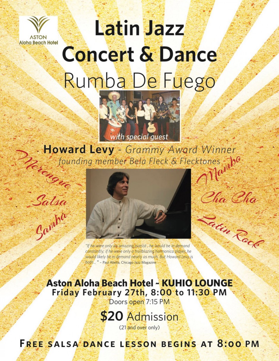 Latin Jazz Concert & Dance Friday February 27, 2015 800pm to 11