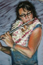 Helen(she's a pastel artist) playing her flute