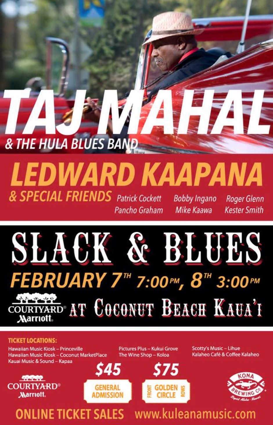 Taj Mahal And The Hula Blues Band Sunday February 8 2015 300pm To 600pm At Courtyard 